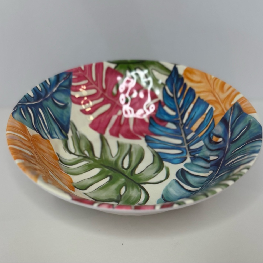 Tropical 8 piece set Melamine Leaf Patterned Dinner Plates & Bowls NWT - Picture 13 of 14